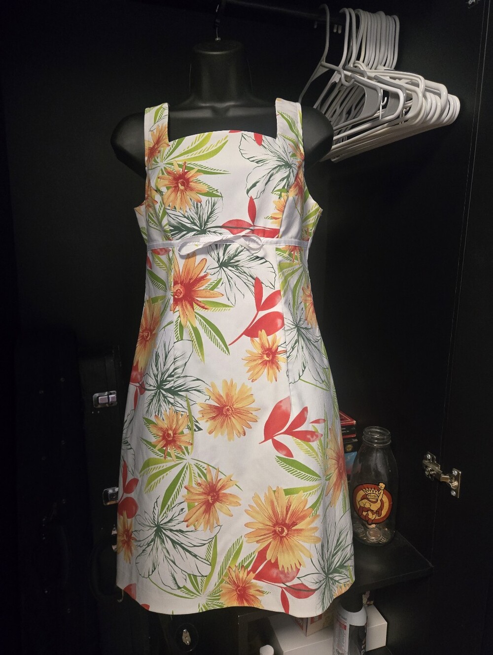 City Triangles Vintage Y2K Tropical Floral Square Neck Mini Dress